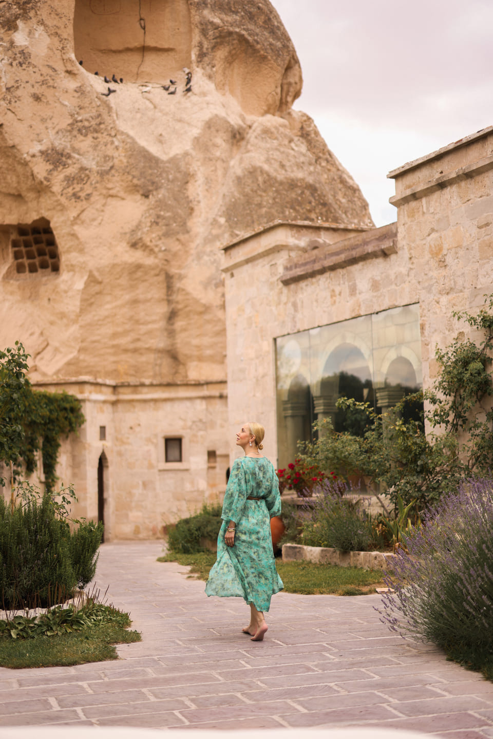 Walking through the courtyard garden
