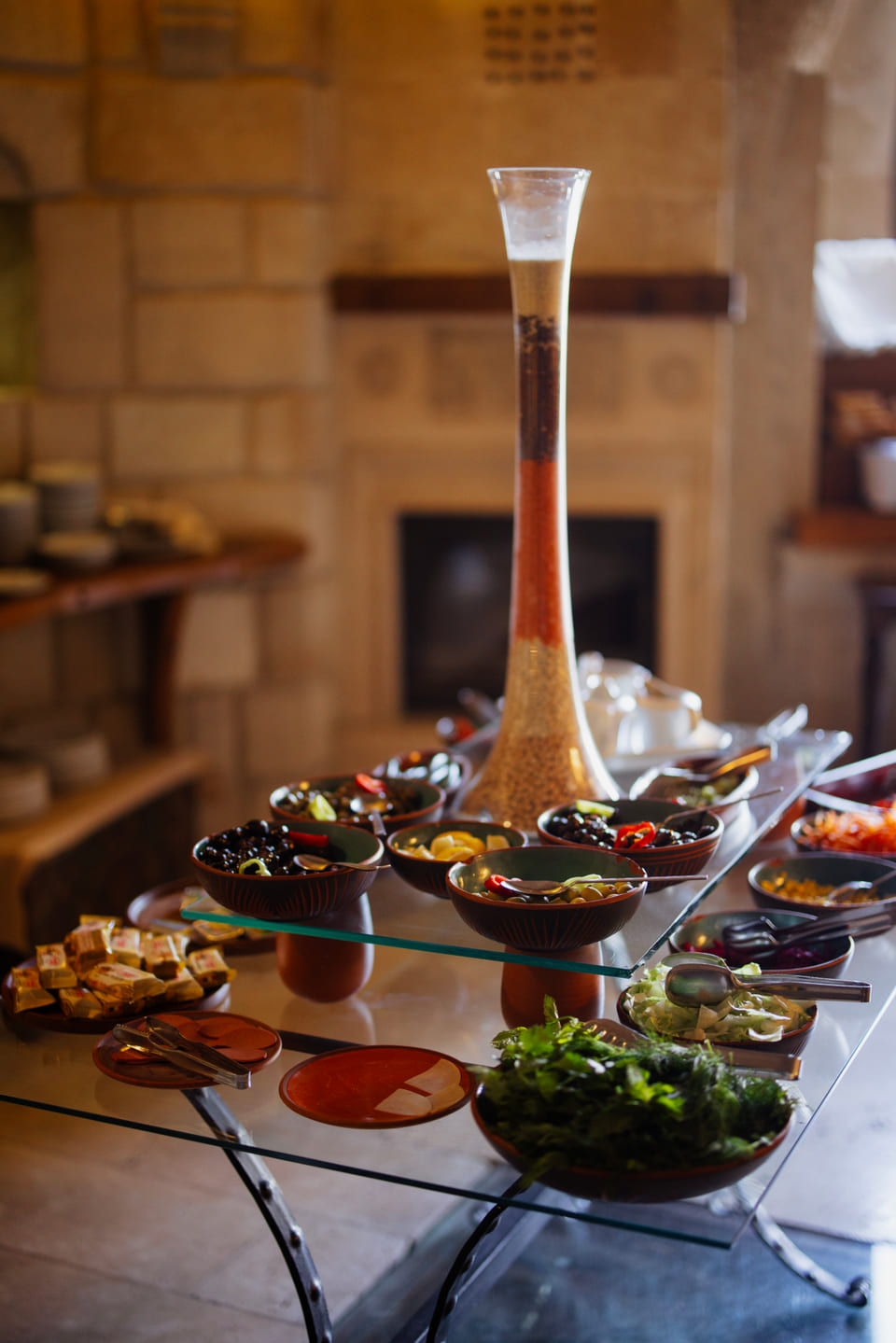 The breakfast buffet in the courtyard
