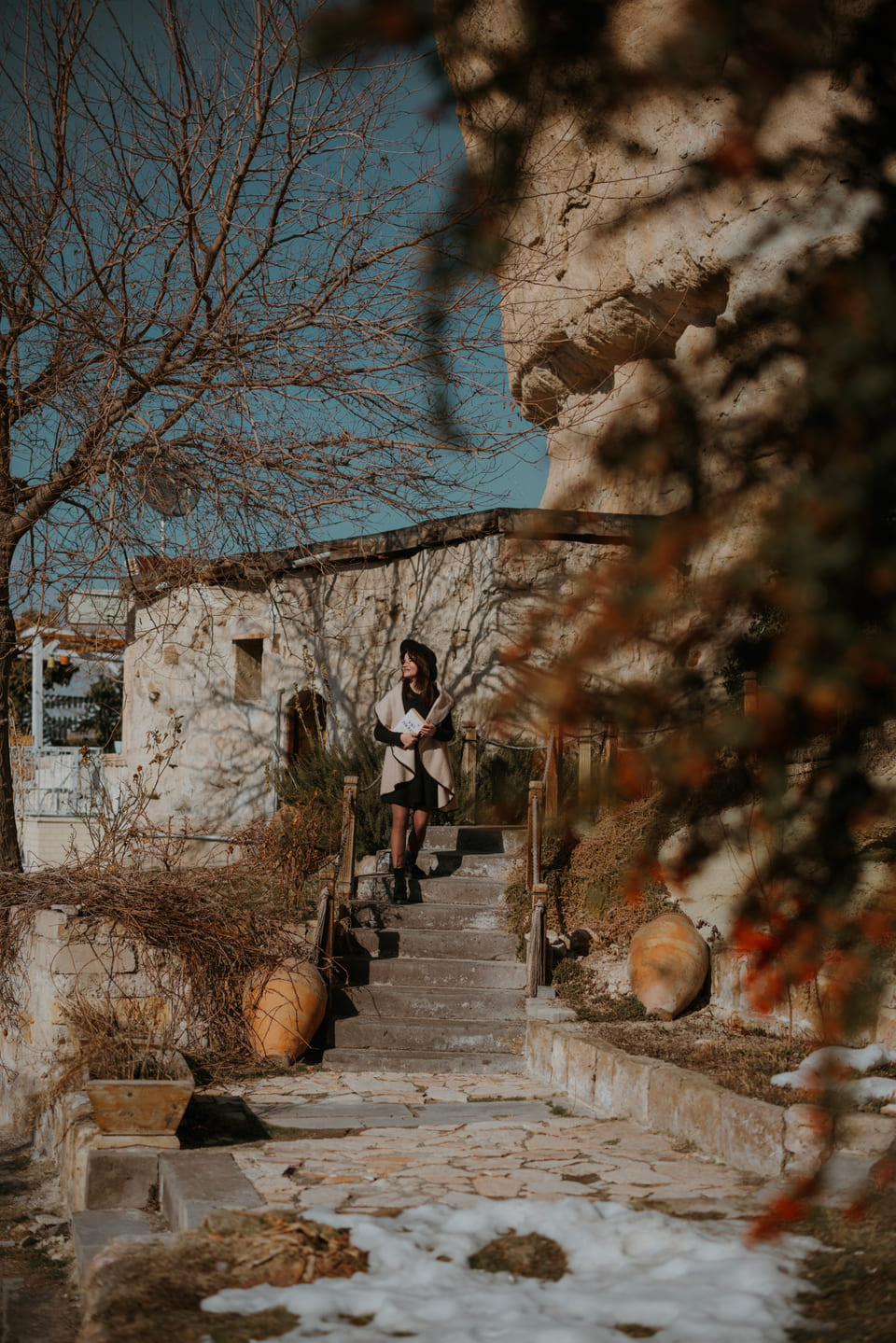 The village lane under snow