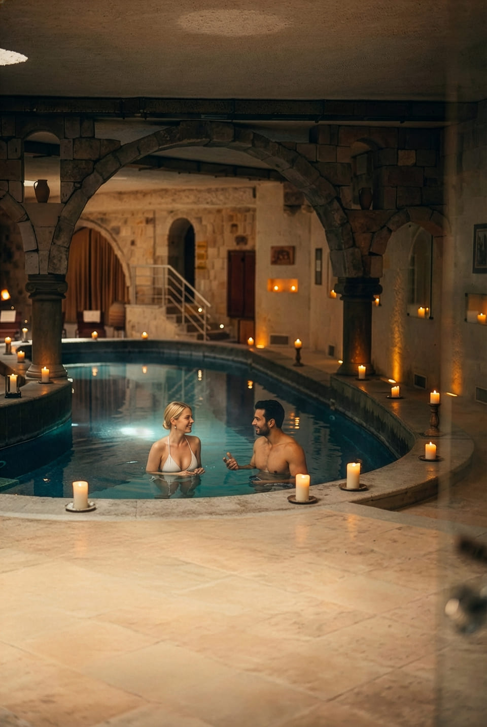 The indoor pool of the spa