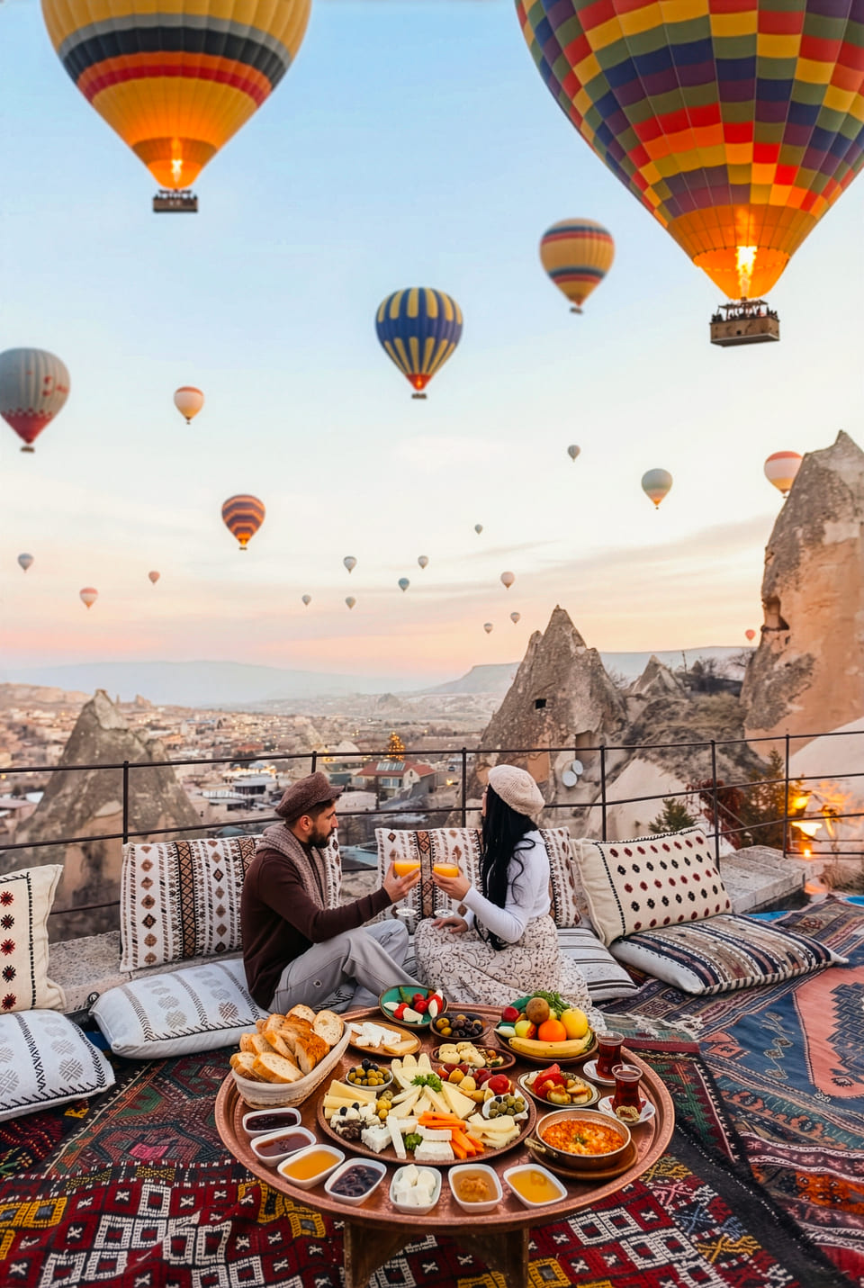 Breakfast on the terrace under the balloons